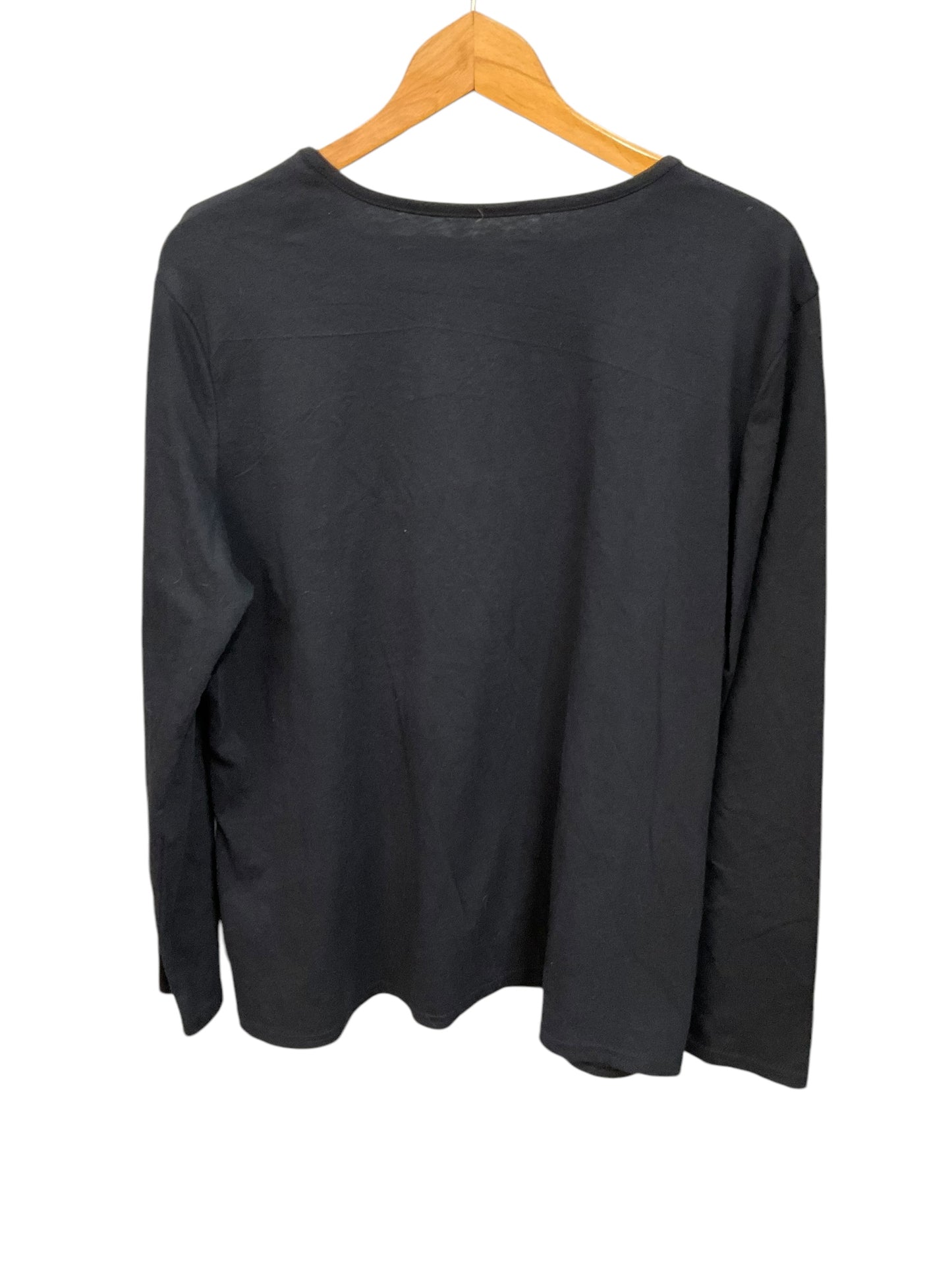 Top Long Sleeve By Basic Editions In Black, Size: Xxl