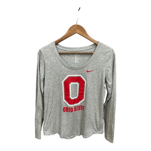 Top Long Sleeve By Nike Apparel In Grey & Red, Size: M