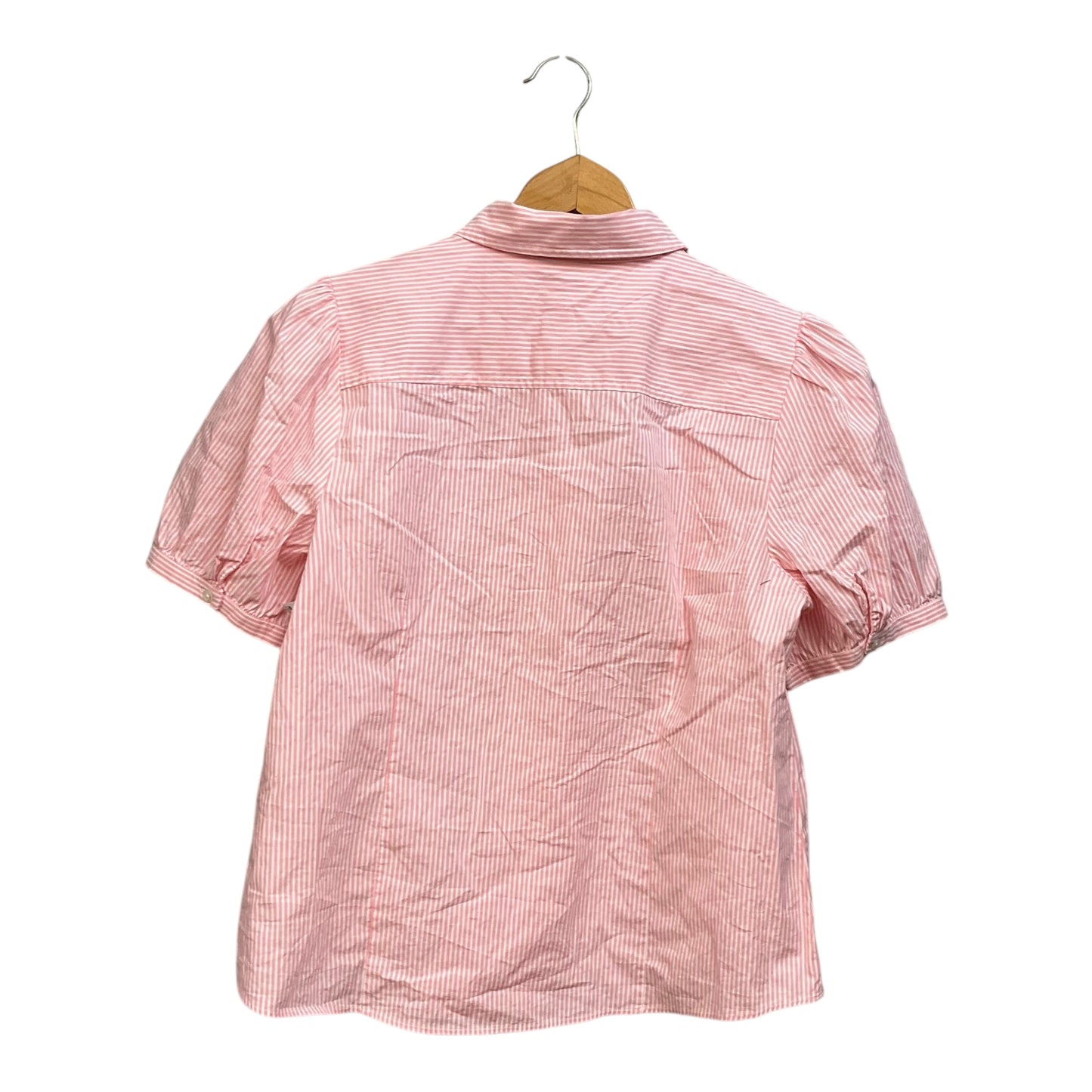 Blouse Short Sleeve By J. Crew In Pink & White, Size: L