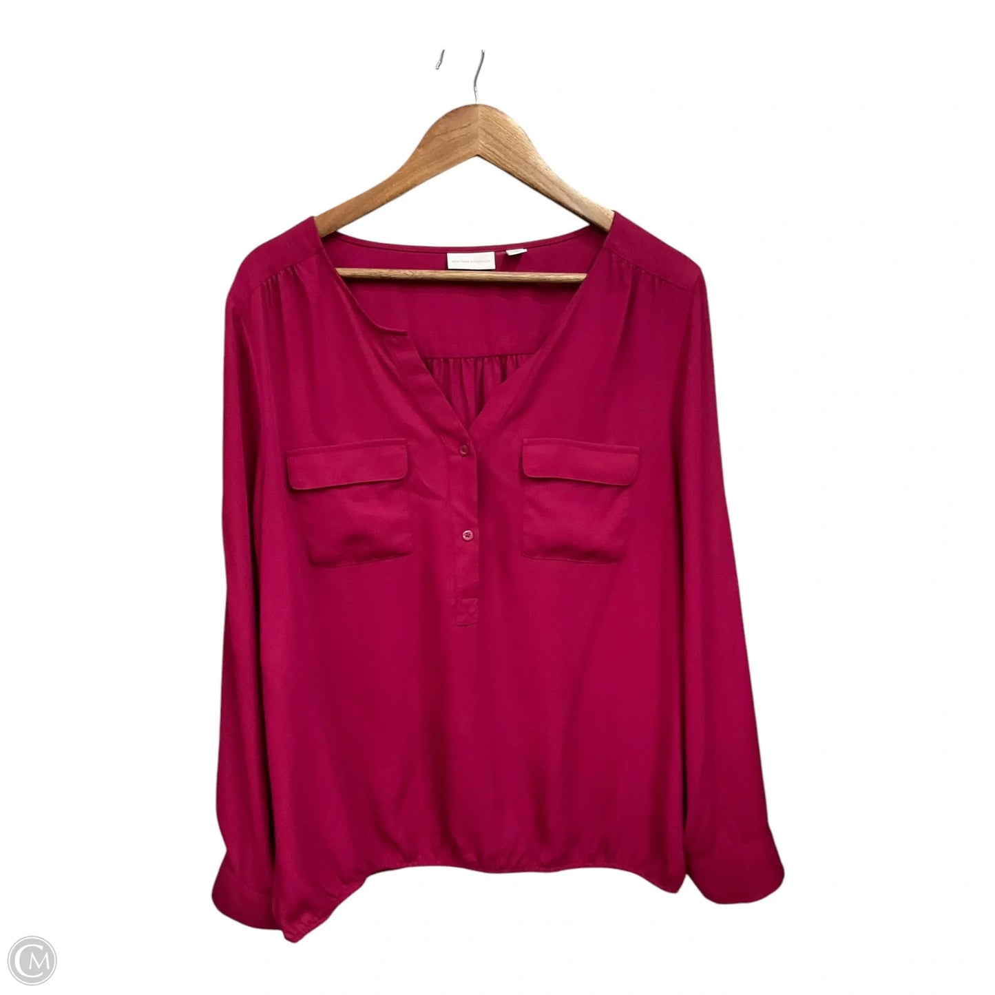 Blouse Long Sleeve By New York And Co In Maroon, Size: Xl