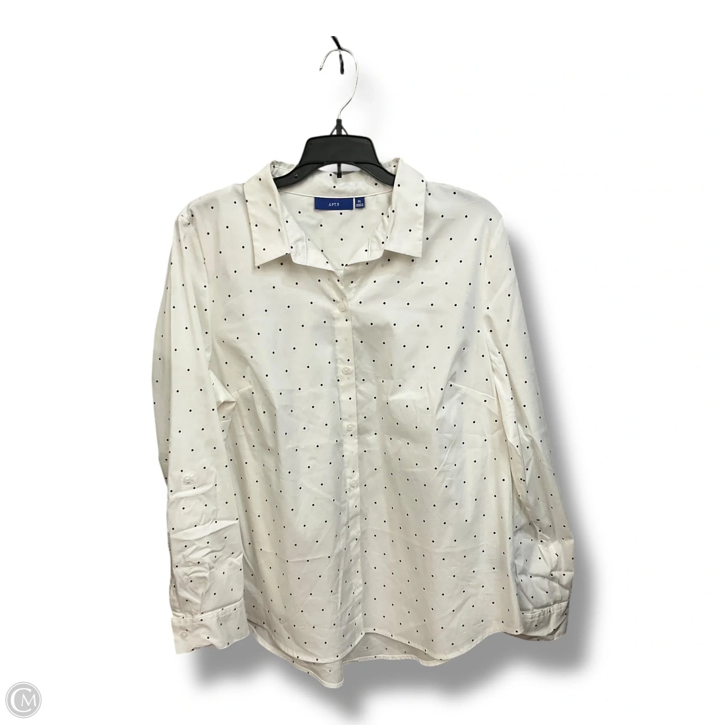 Blouse Long Sleeve By Apt 9 In Polkadot Pattern, Size: Xl