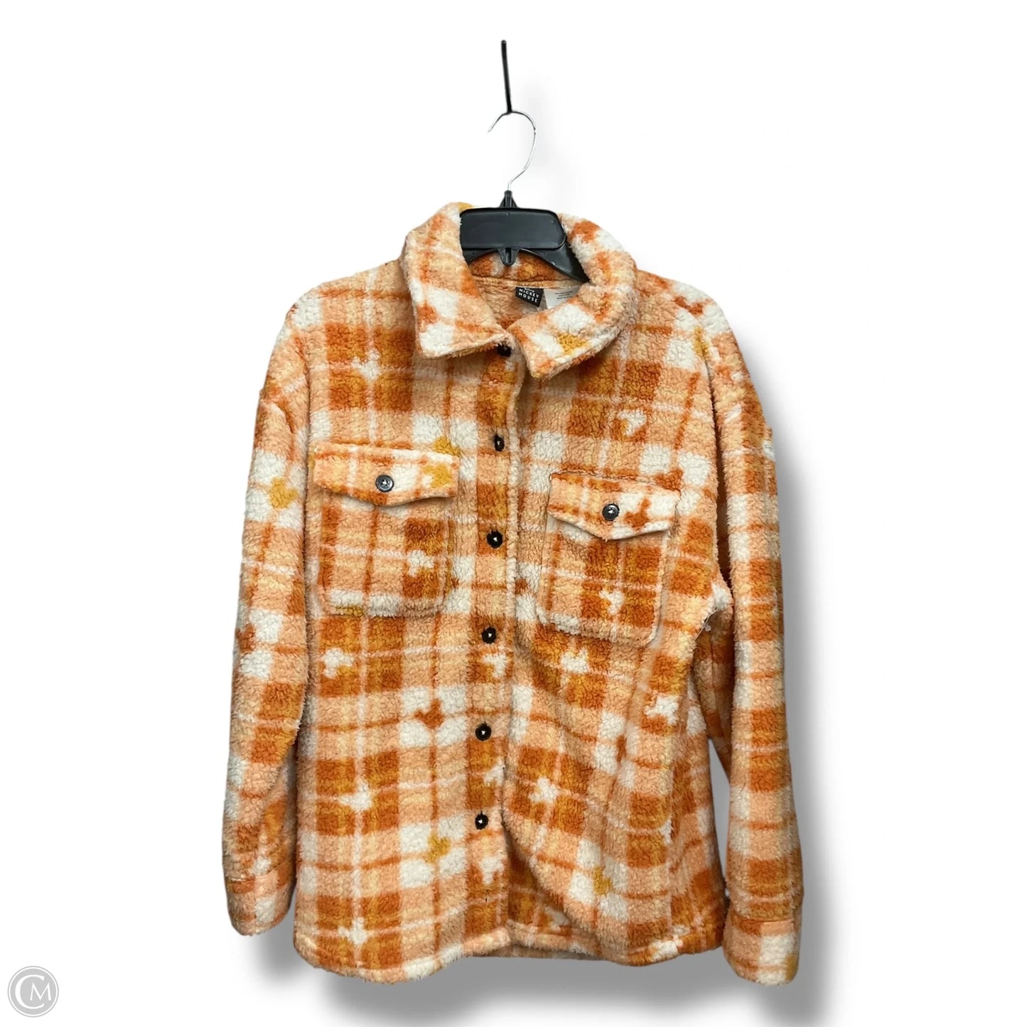 Jacket Shirt By Disney In Orange & White, Size: M