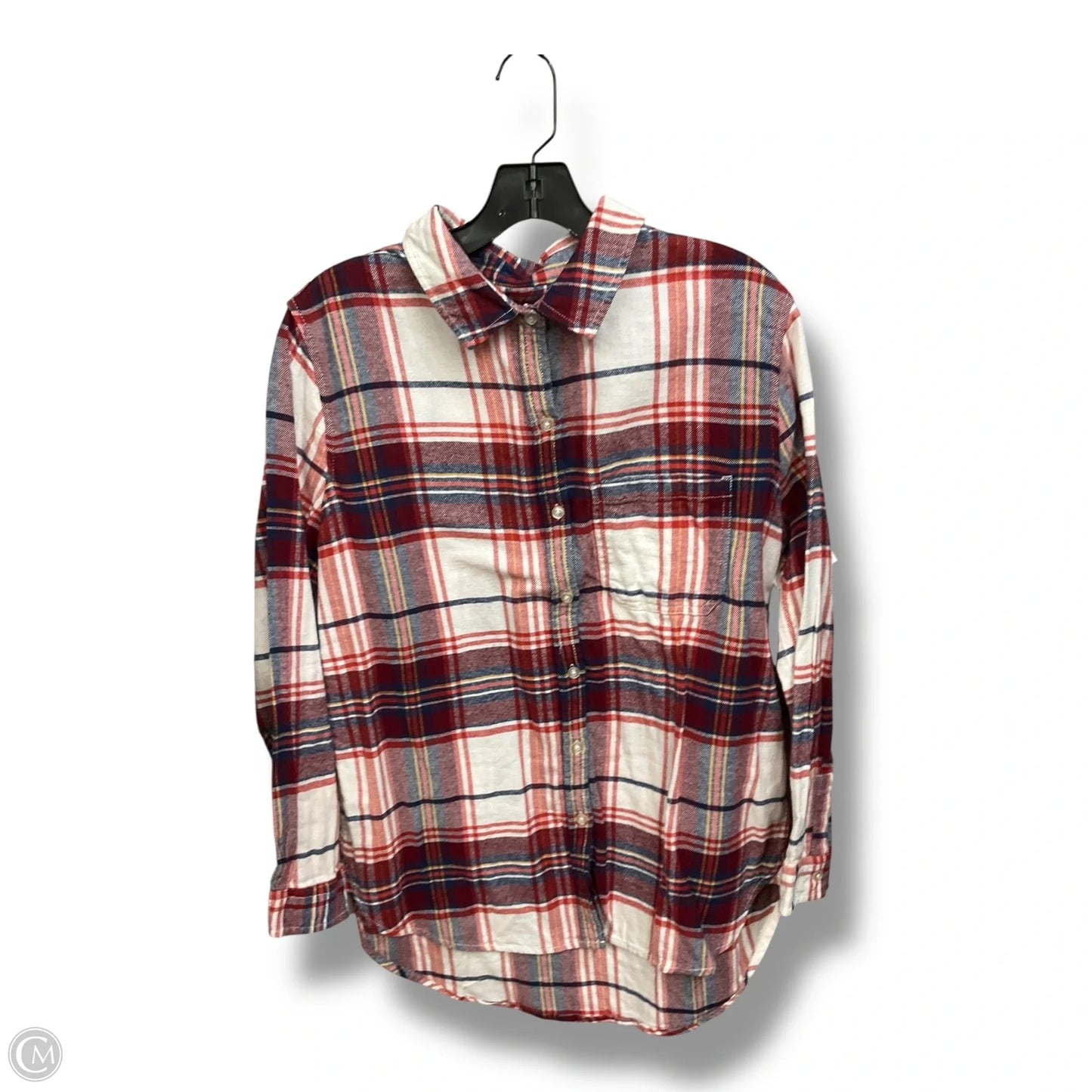 Top Long Sleeve By Kirkland In Plaid Pattern, Size: L