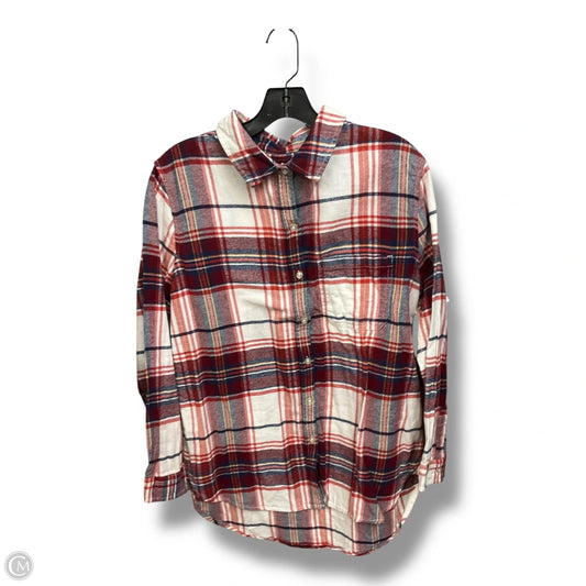 Top Long Sleeve By Kirkland In Plaid Pattern, Size: L