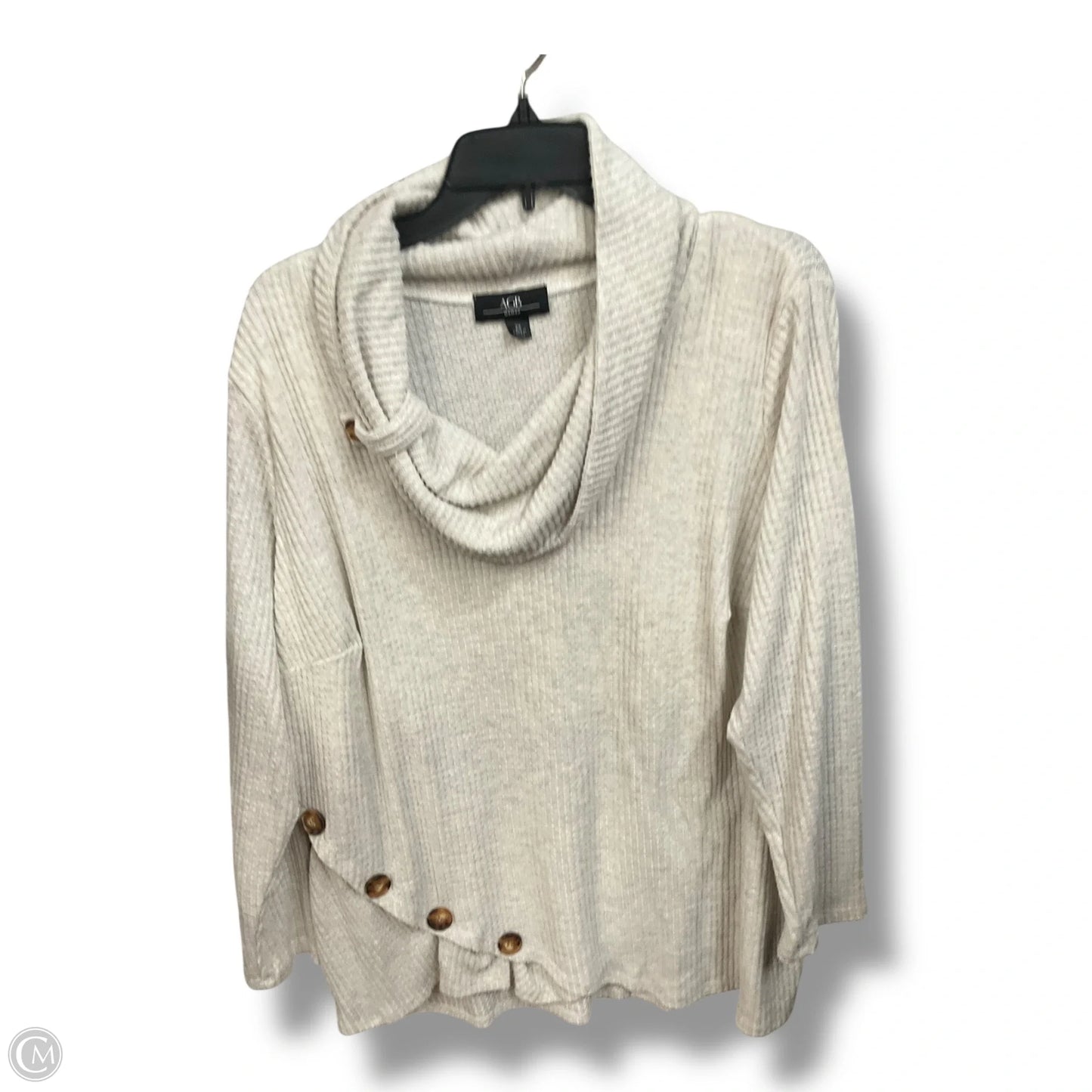 Top Long Sleeve By Agb In Cream, Size: 2x