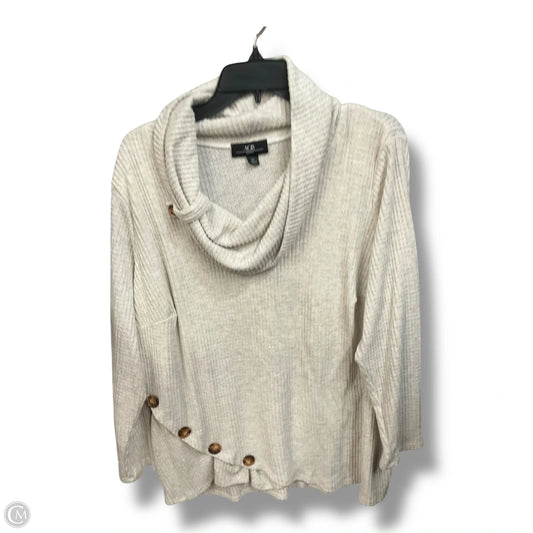 Top Long Sleeve By Agb In Cream, Size: 2x