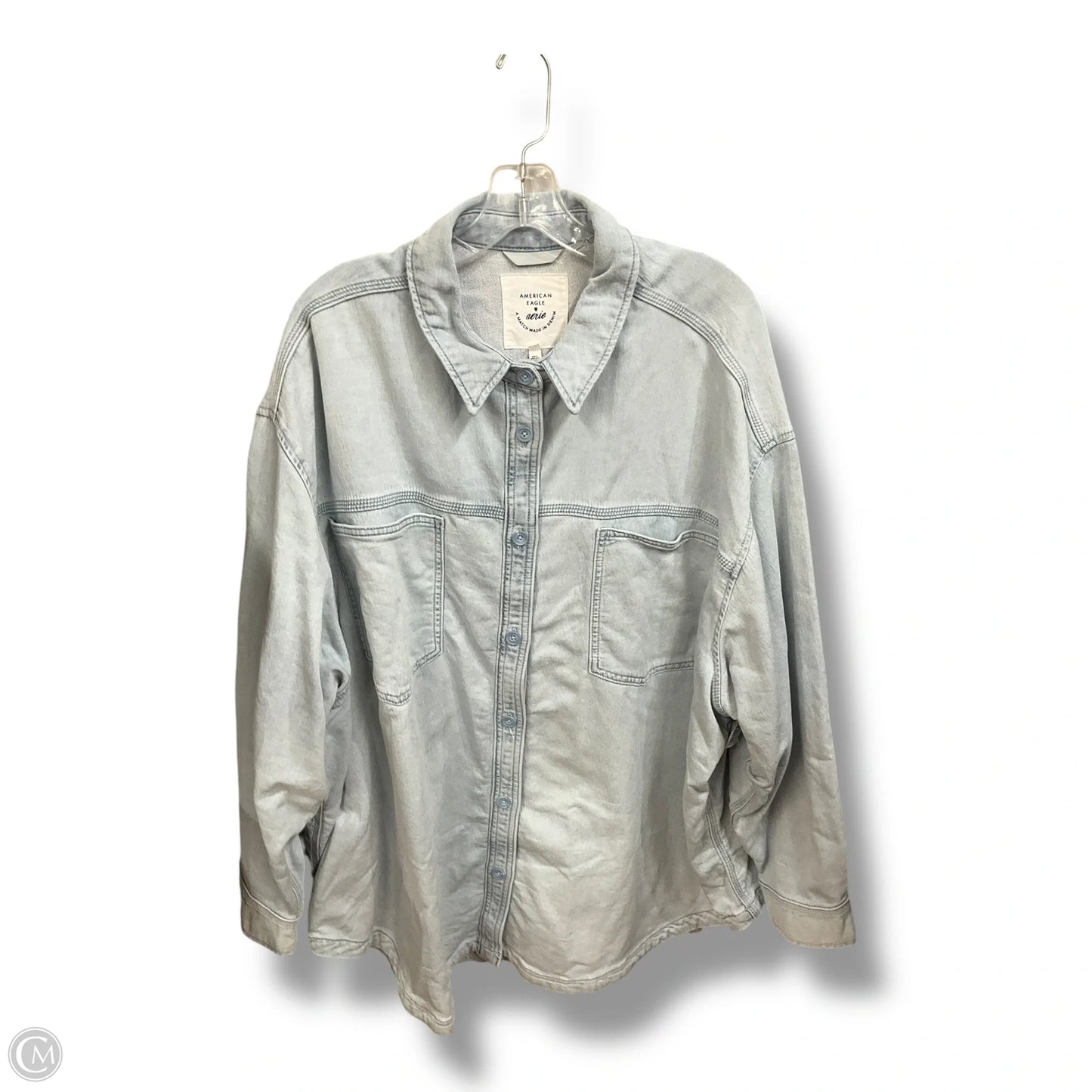 Top Long Sleeve By American Eagle In Blue Denim, Size: Xxl