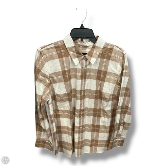 Blouse Long Sleeve By Talbots In Plaid Pattern, Size: L