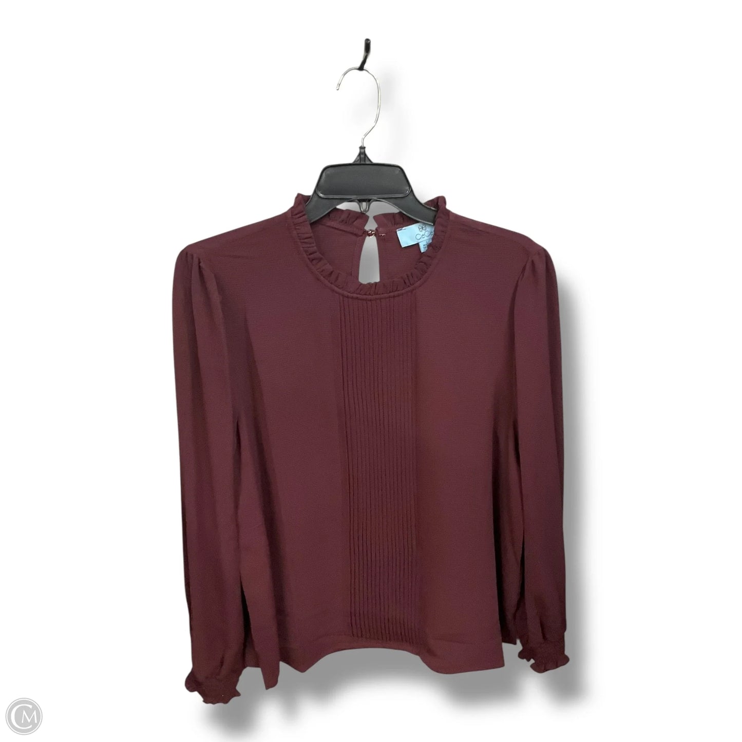 Blouse Long Sleeve By Cece In Maroon, Size: L