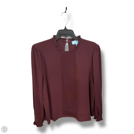 Blouse Long Sleeve By Cece In Maroon, Size: L