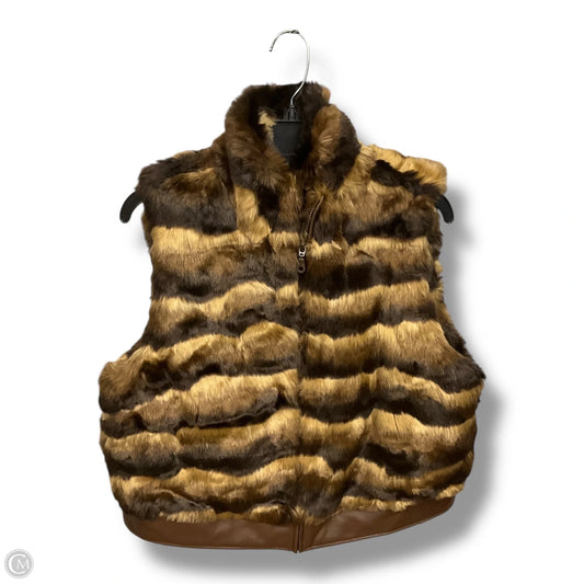 Vest Faux Fur & Sherpa By Chicos In Brown, Size: L