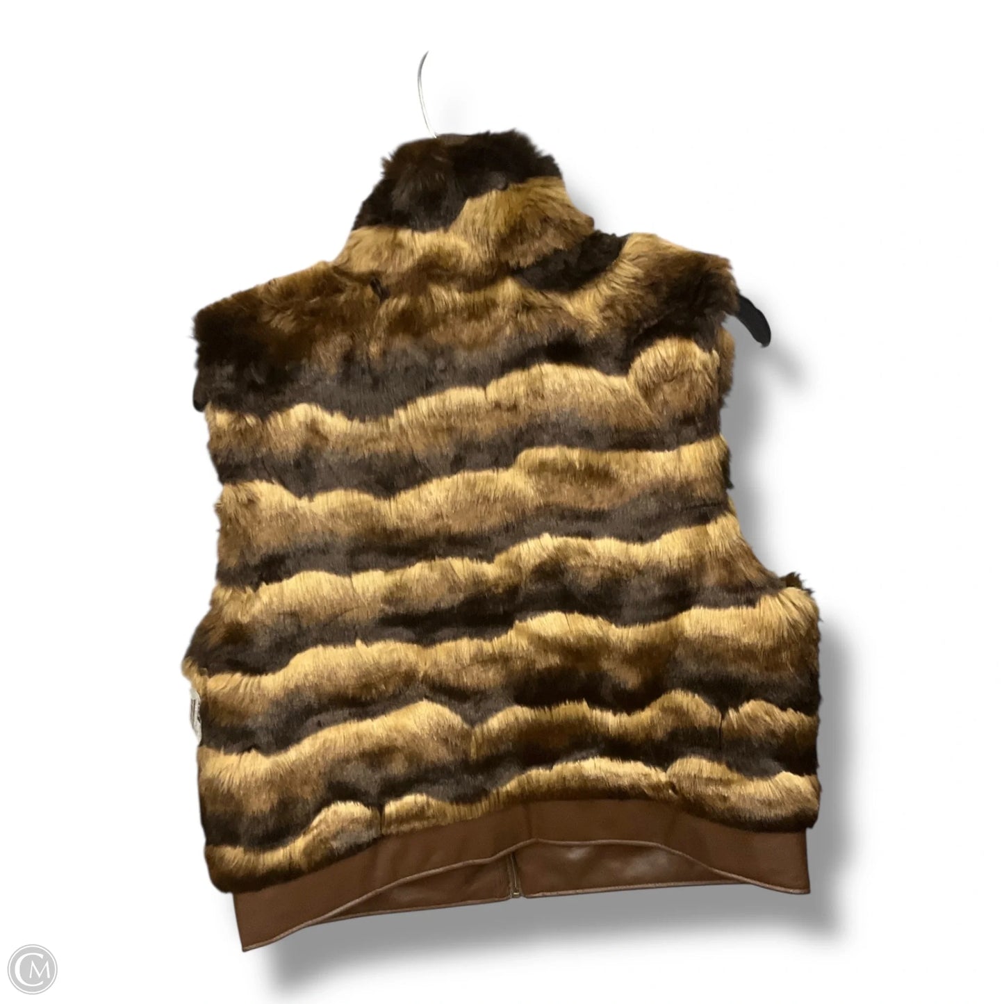 Vest Faux Fur & Sherpa By Chicos In Brown, Size: L