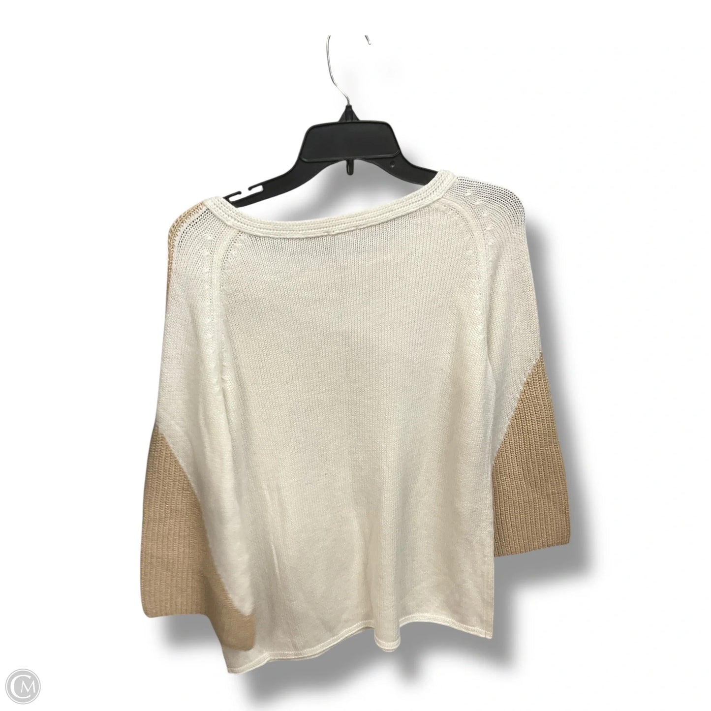 Sweater By Chicos In Tan & White, Size: L