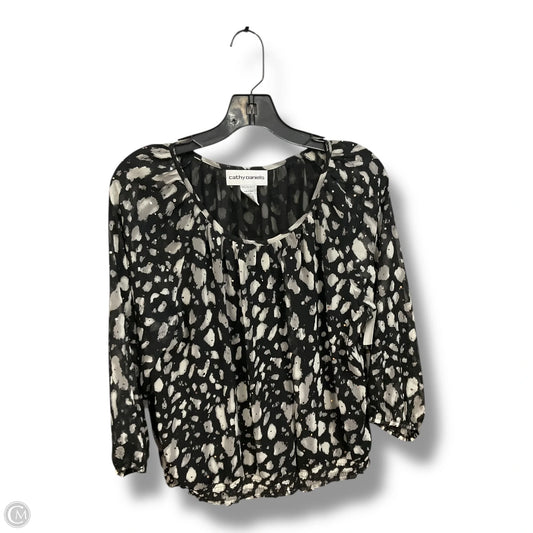 Blouse 3/4 Sleeve By Cathy Daniels In Black & Grey, Size: L