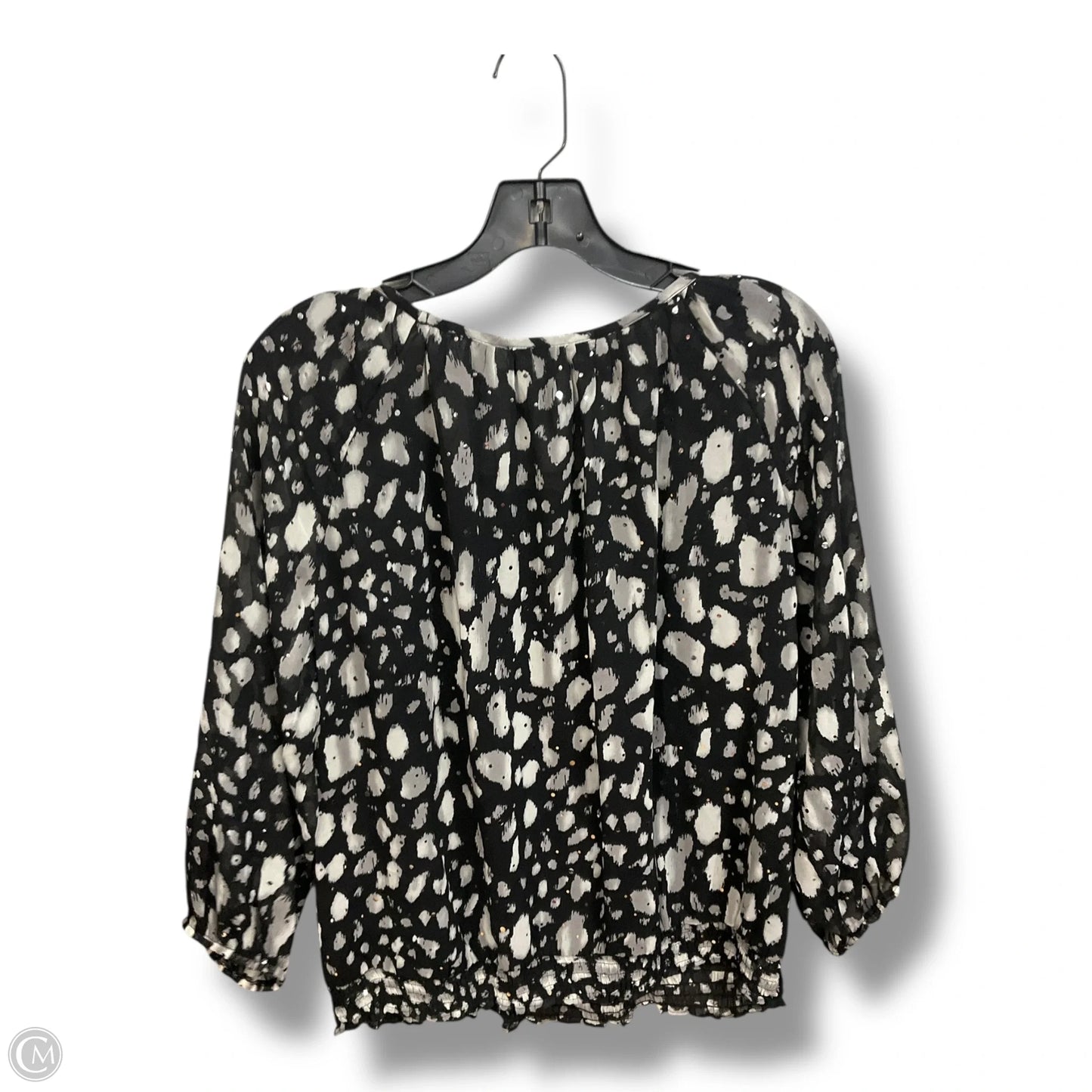 Blouse 3/4 Sleeve By Cathy Daniels In Black & Grey, Size: L