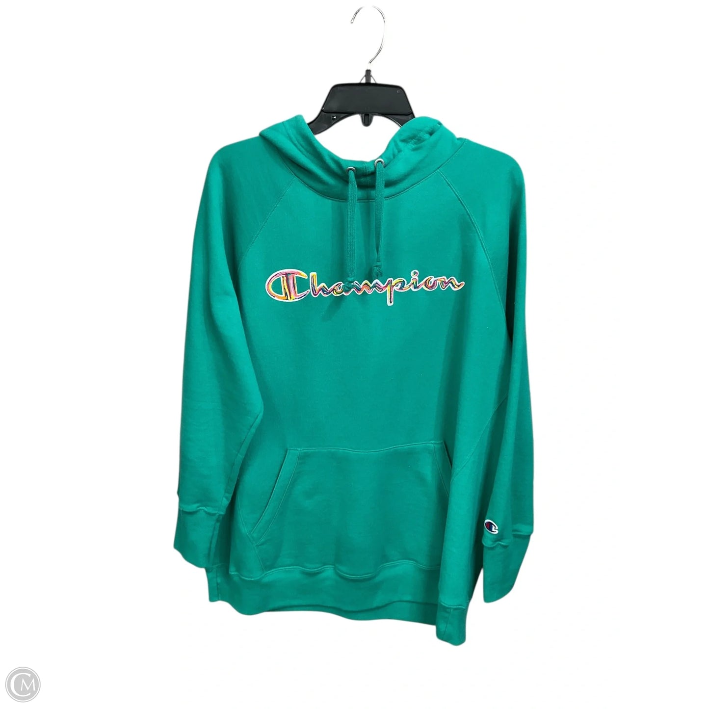 Sweatshirt Hoodie By Champion In Green, Size: 1x