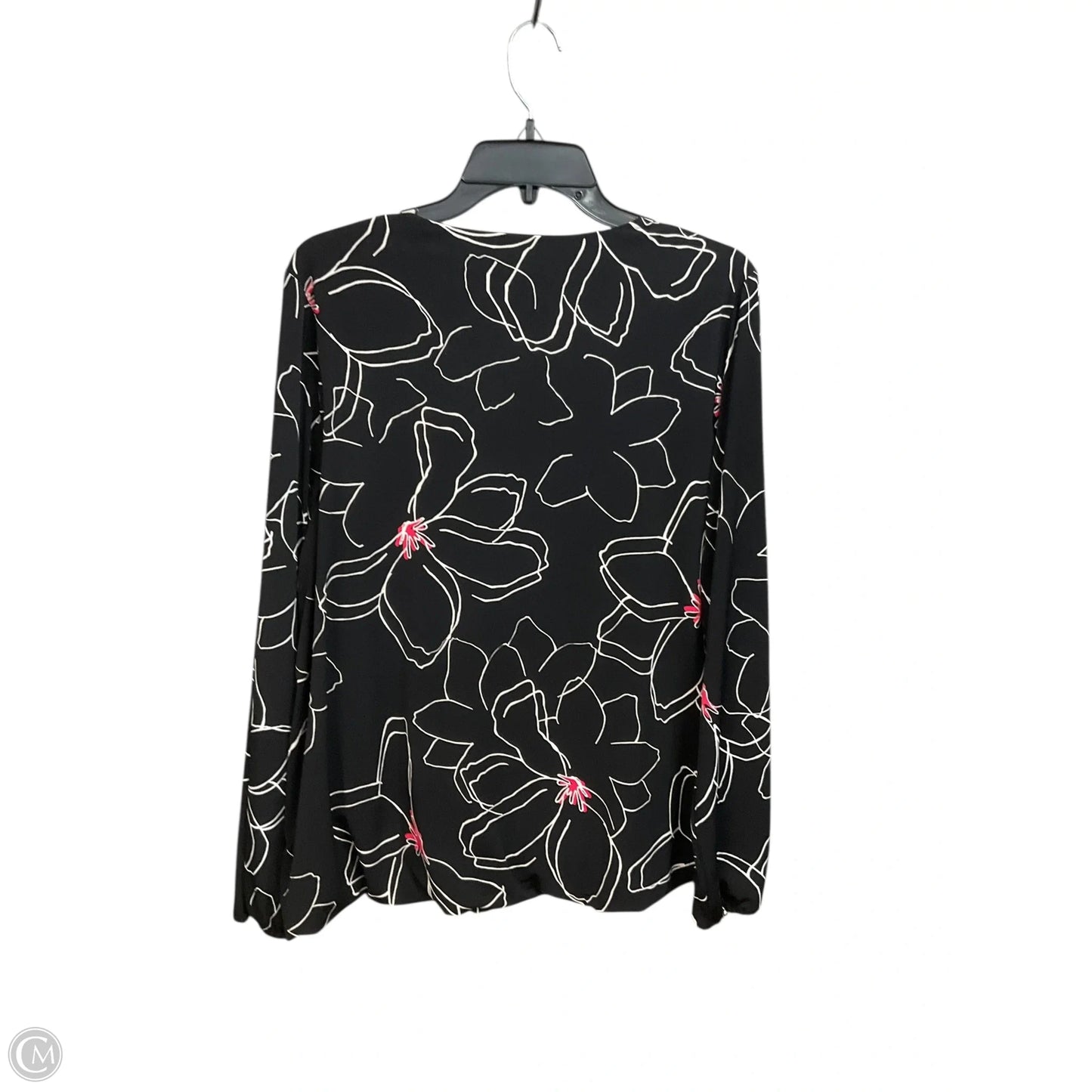 Blouse Long Sleeve By Alfani In Black & Pink, Size: 1x
