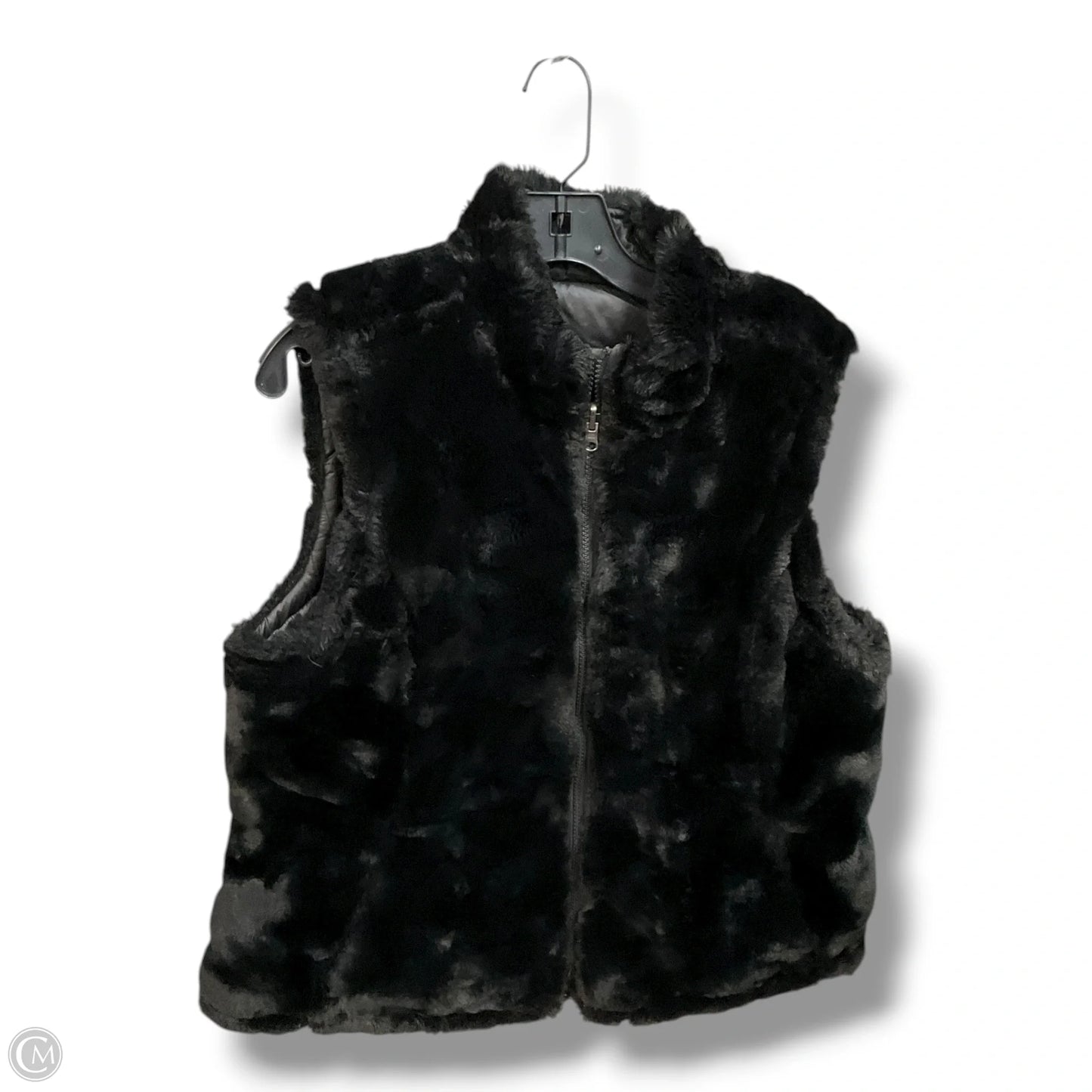 Vest Faux Fur & Sherpa By Clothes Mentor In Black, Size: L