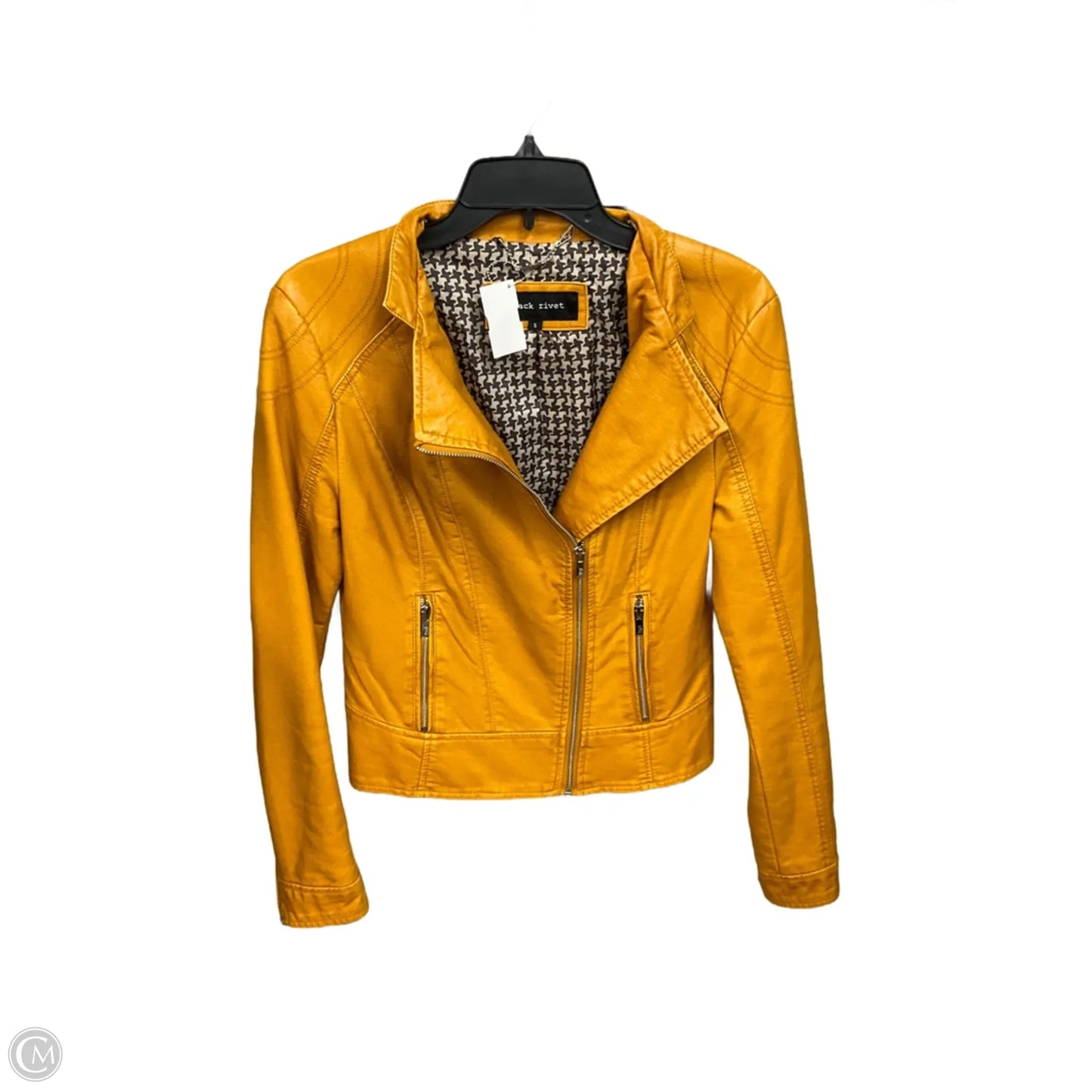 Jacket Moto By Black Rivet In Yellow, Size: S