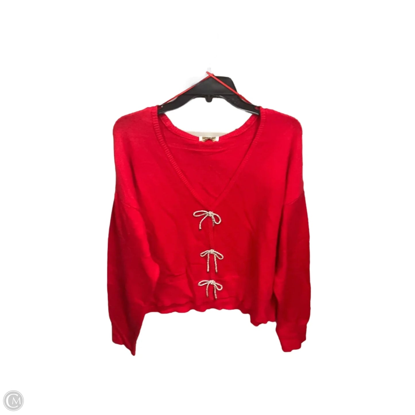 Sweater By Crown And Ivy In Red & Silver, Size: Xl