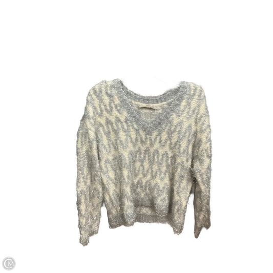 Sweater By Loft In Silver & White, Size: M