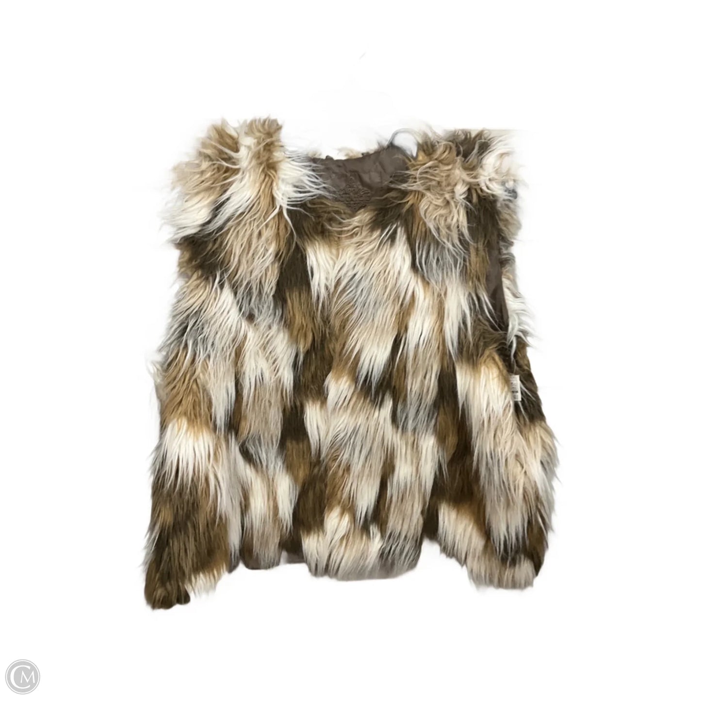 Vest Faux Fur & Sherpa By Jou Jou In Brown & Cream, Size: 2x