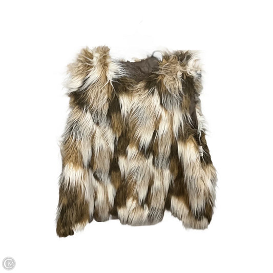 Vest Faux Fur & Sherpa By Jou Jou In Brown & Cream, Size: 2x