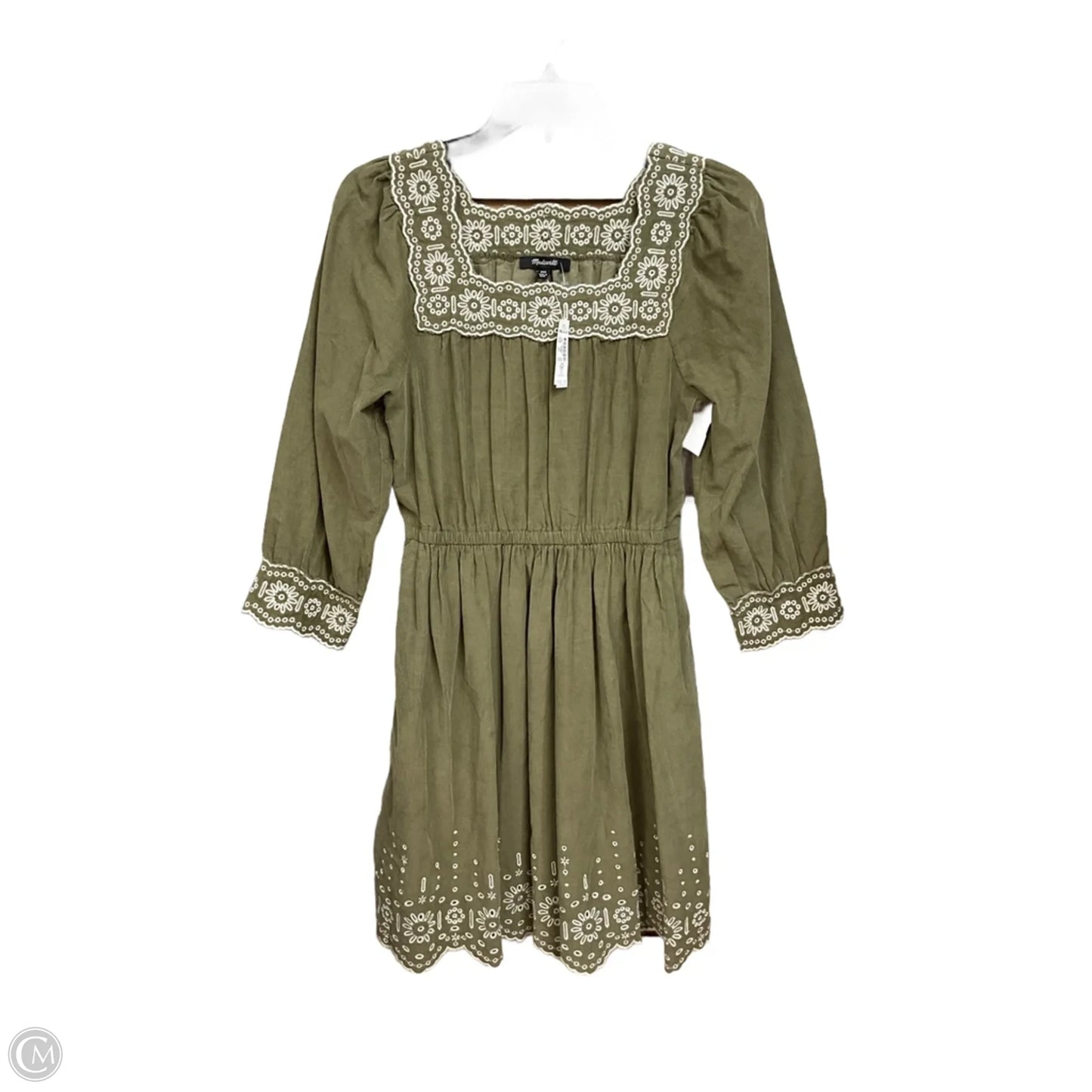 Dress Casual Midi By Madewell In Green & White, Size: Xxs
