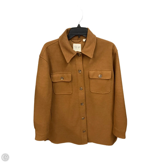 Jacket Shirt By Rd Style In Brown, Size: S