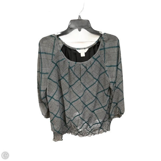 Blouse 3/4 Sleeve By Christopher And Banks In Plaid Pattern, Size: L