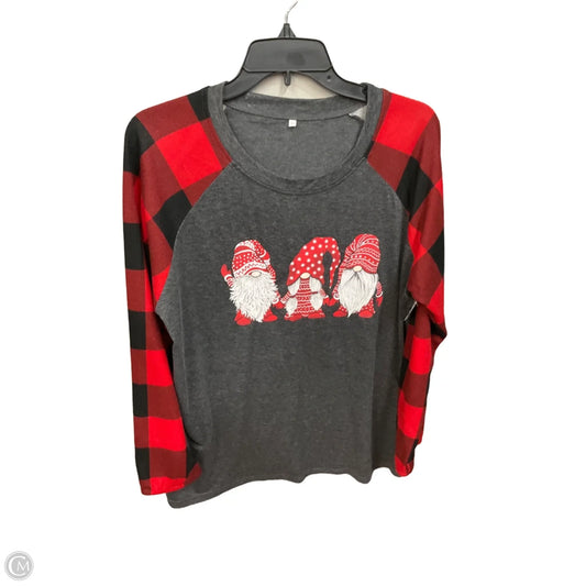 Top 3/4 Sleeve By Cme In Grey & Red, Size: Xl