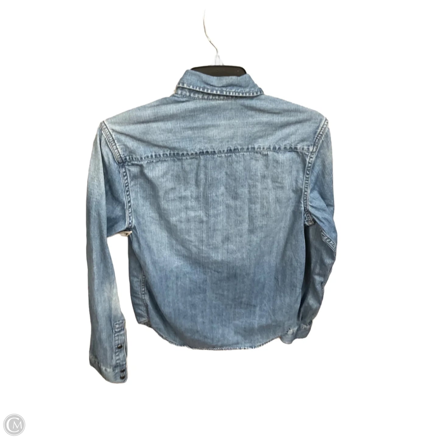 Blouse Long Sleeve By Gap In Blue Denim, Size: S