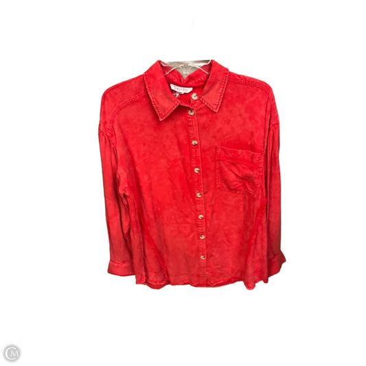 Blouse Long Sleeve By Cme In Red, Size: S