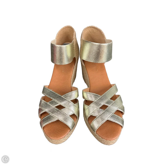 Sandals Heels Wedge By Cmb In Gold, Size: 8.5