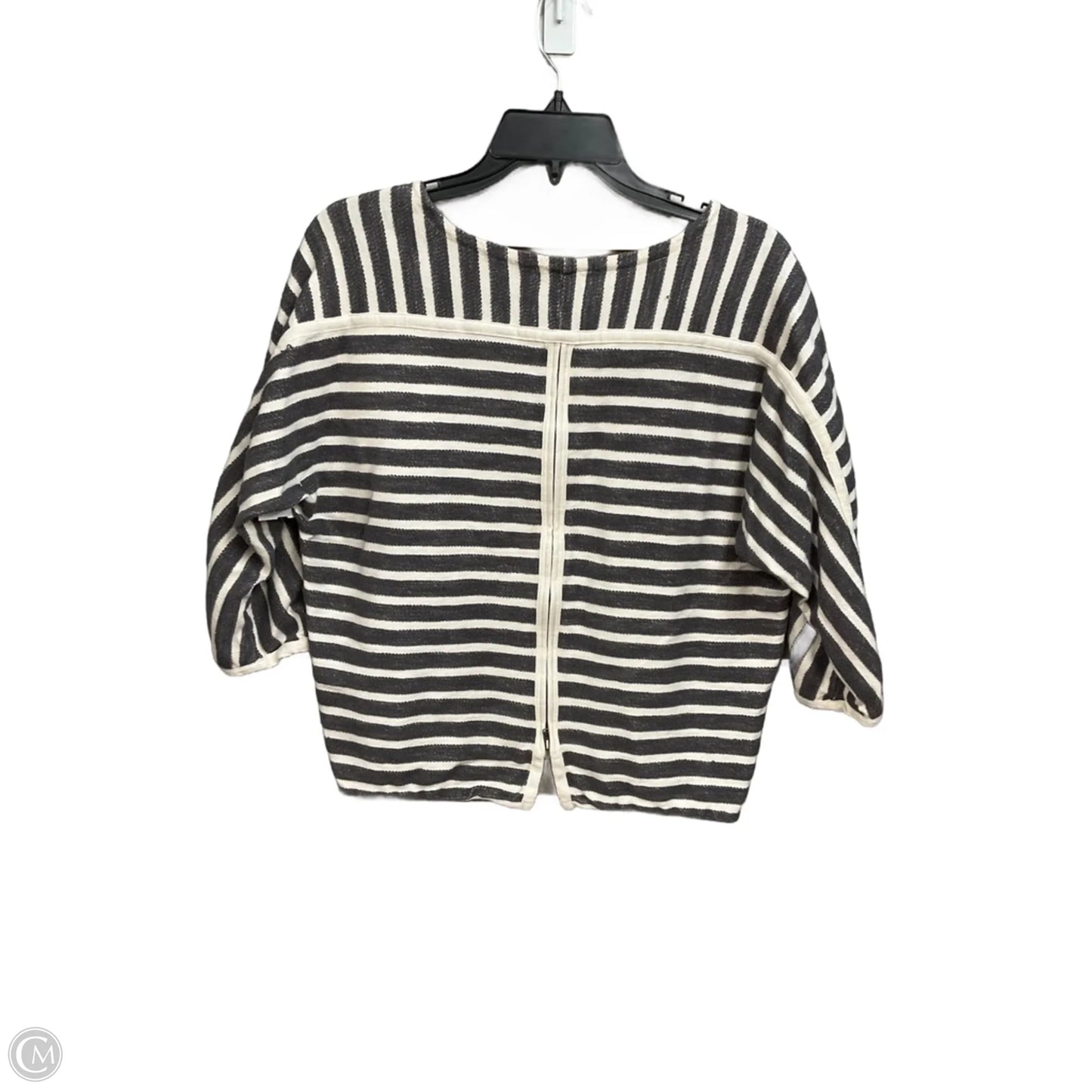 Top 3/4 Sleeve By Madewell In Grey & White, Size: M