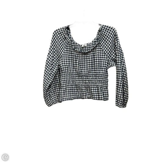 Top Long Sleeve By Madewell In Checkered Pattern, Size: M