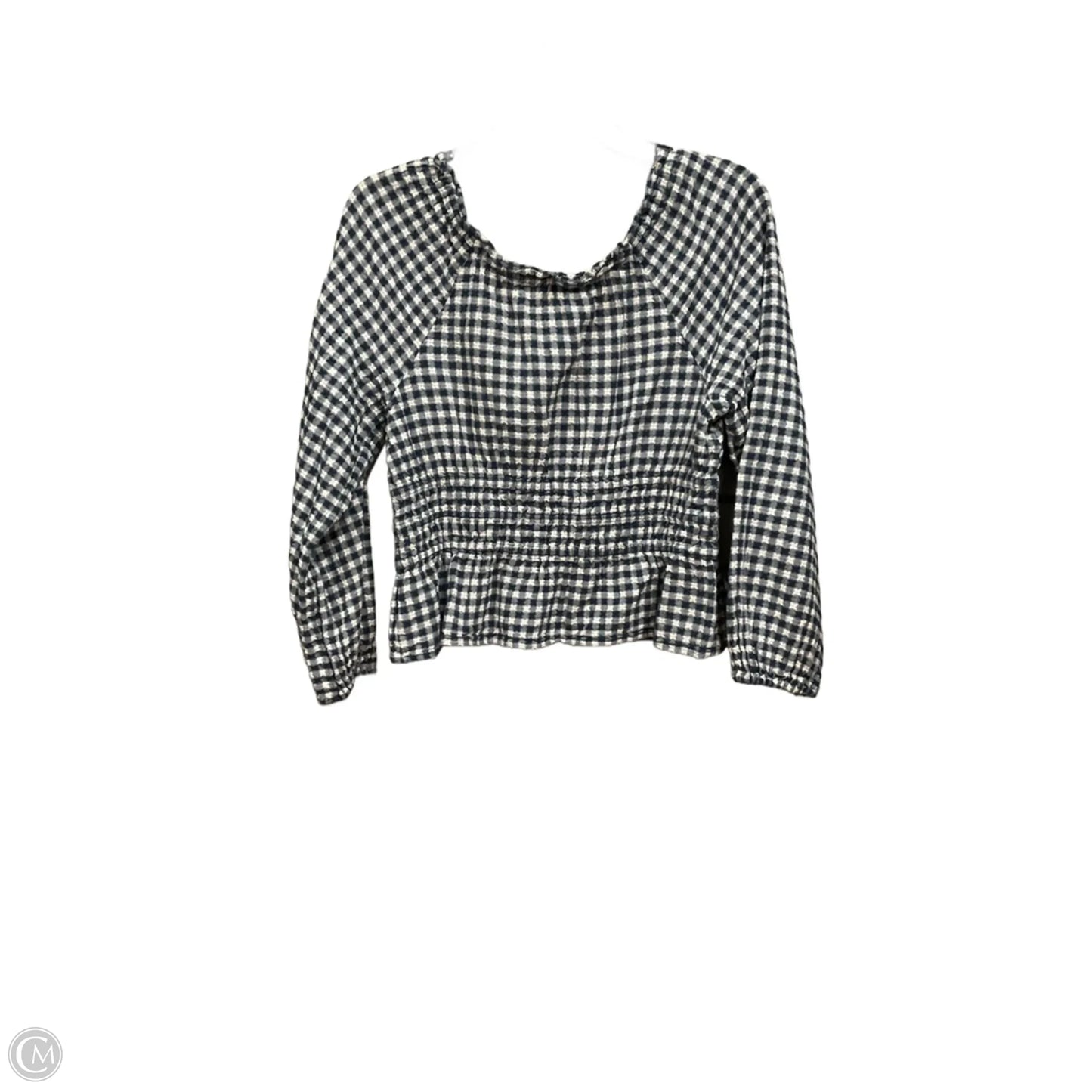 Top Long Sleeve By Madewell In Checkered Pattern, Size: M
