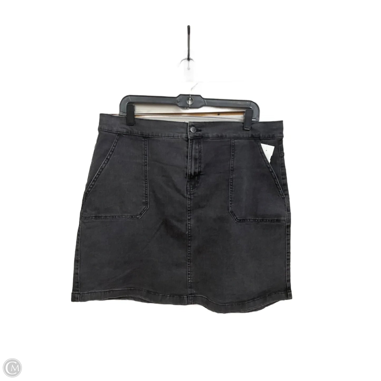 Skirt Midi By Dip In Black Denim, Size: Xl
