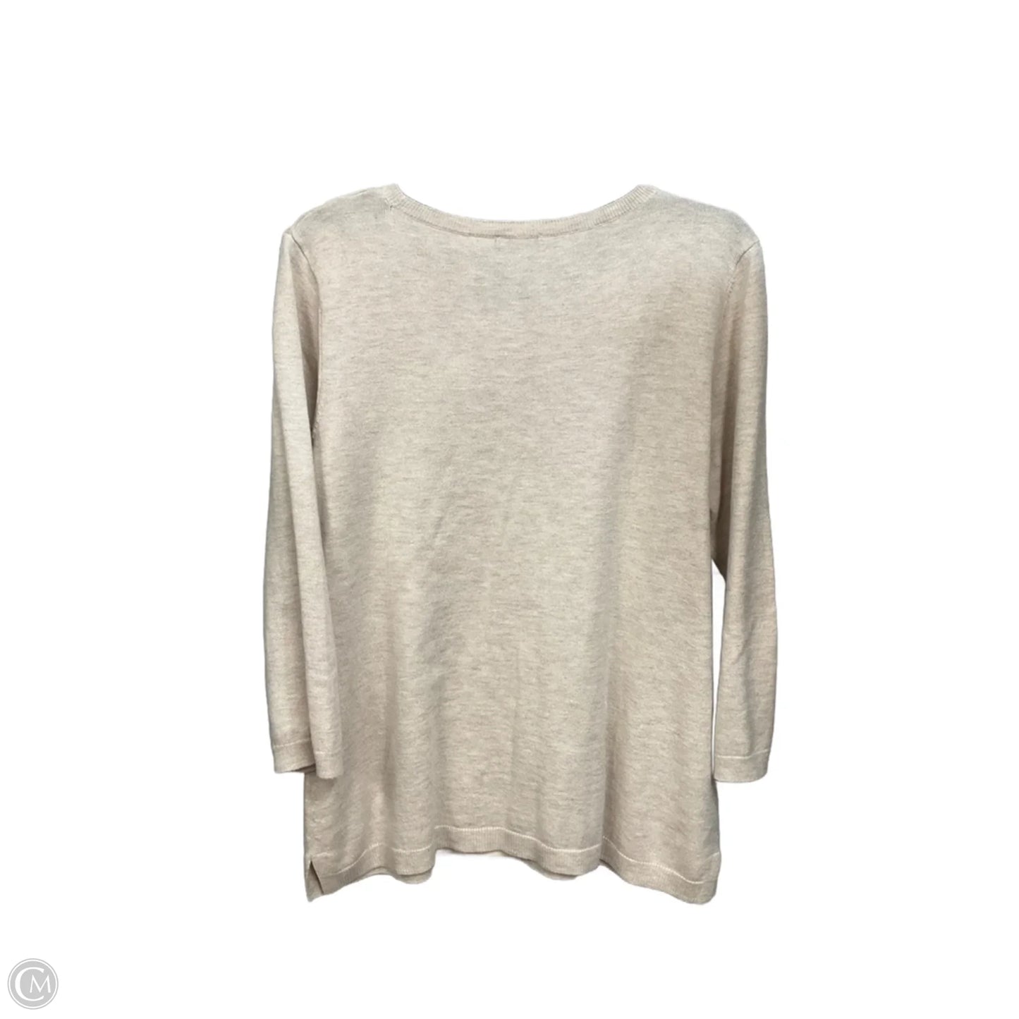 Top 3/4 Sleeve By Talbots In Tan & White, Size: M