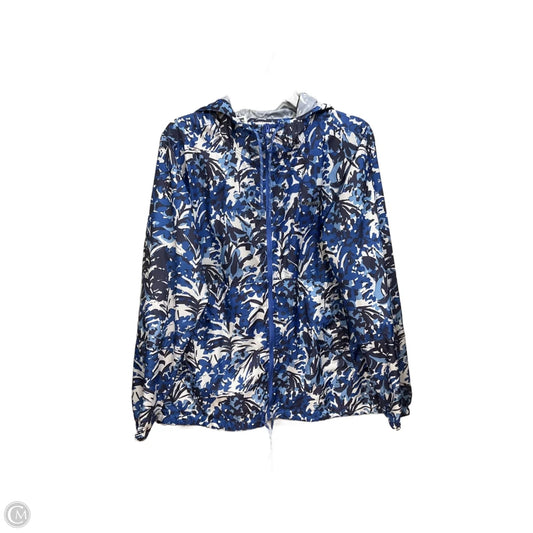 Jacket Windbreaker By Columbia In Blue & White, Size: L