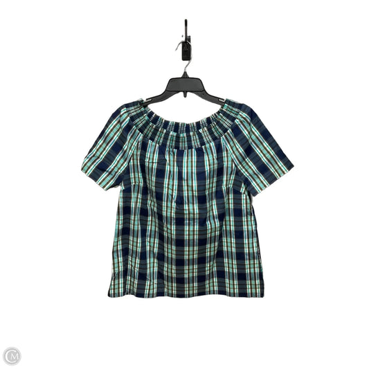 Top Short Sleeve By Talbots In Plaid Pattern, Size: M