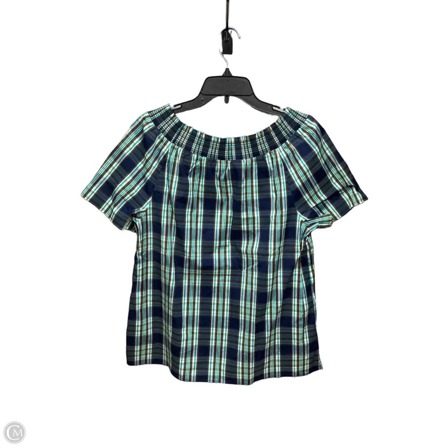Top Short Sleeve By Talbots In Plaid Pattern, Size: M