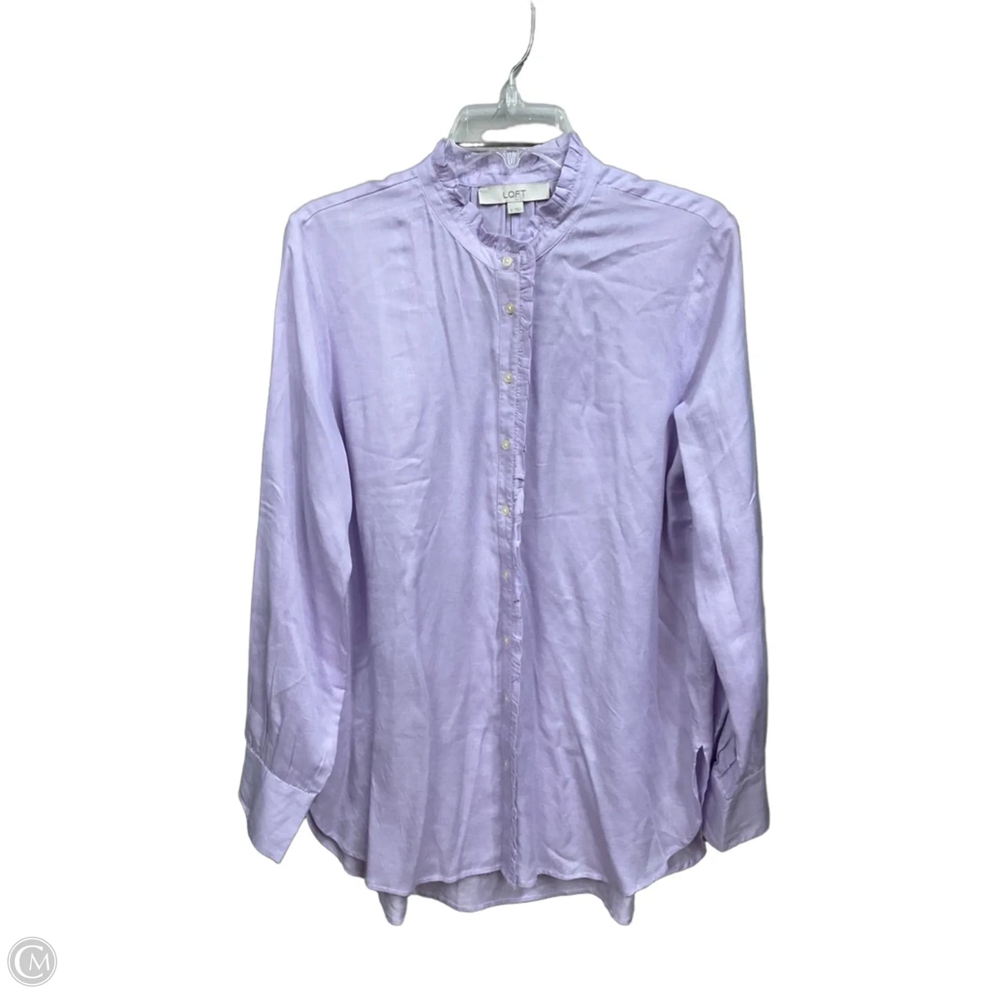 Blouse Long Sleeve By Loft In Purple, Size: M