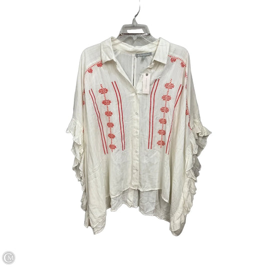 Blouse Short Sleeve By Daniel Rainn In Red & White, Size: M