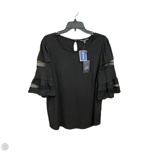 Top Short Sleeve By Adrianna Papell In Black, Size: 1x