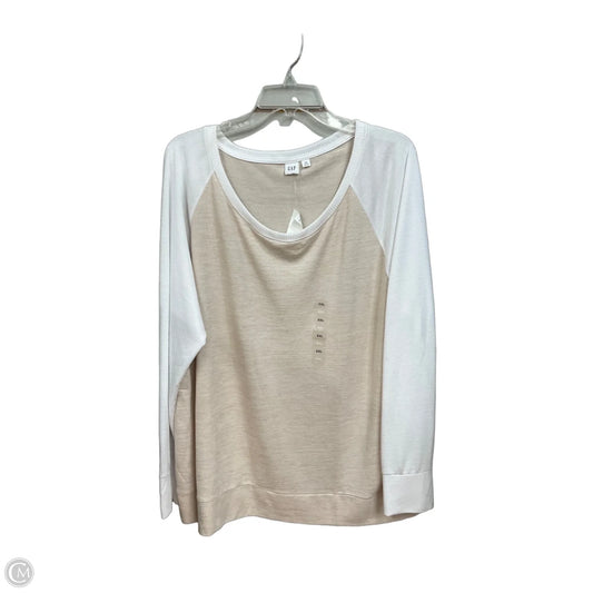 Top Long Sleeve By Gap In Tan & White, Size: Xxl
