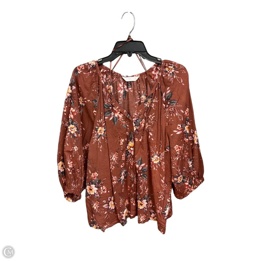 Top Short Sleeve By Lc Lauren Conrad In Floral Print, Size: 1x