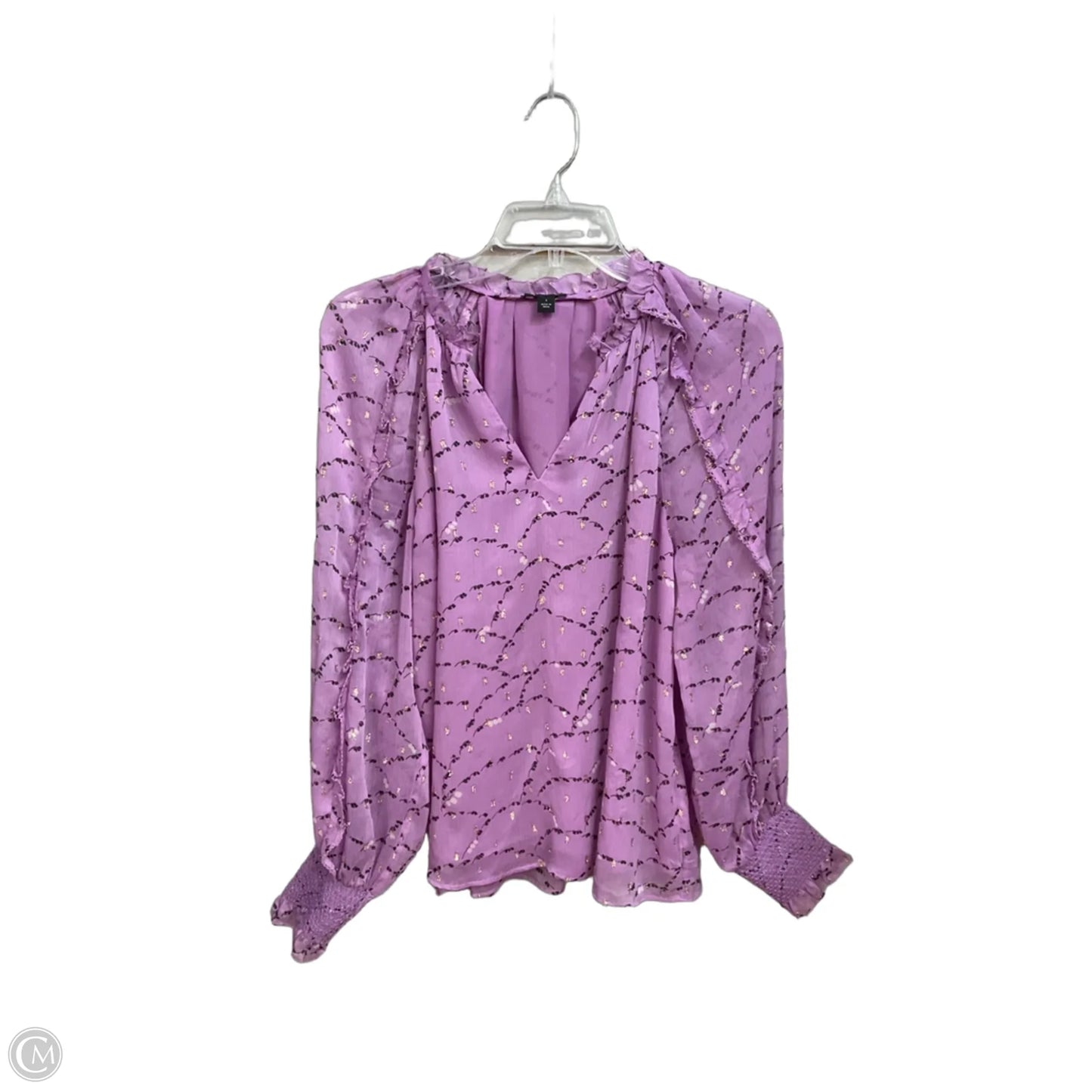 Blouse Long Sleeve By Ann Taylor In Purple, Size: S