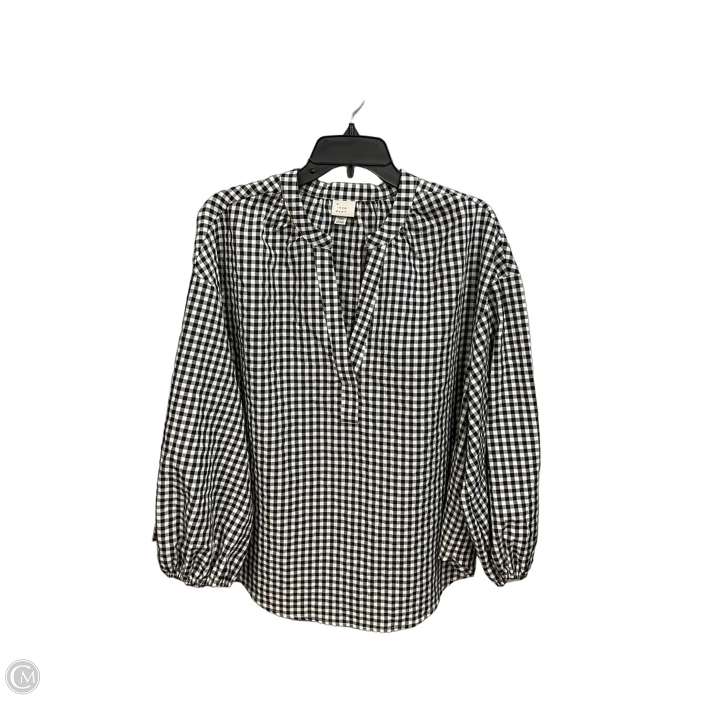 Top 3/4 Sleeve By A New Day In Checkered Pattern, Size: Xxl