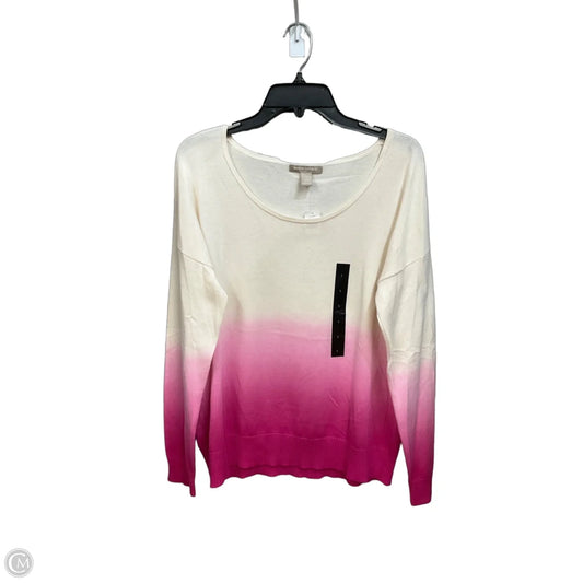 Top Long Sleeve By Banana Republic In Pink & White, Size: L